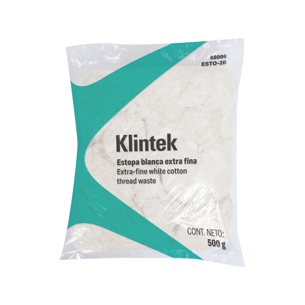 Bolsa de 1/2 kg de estopa color blanca, KLINTEK ESTO-2B