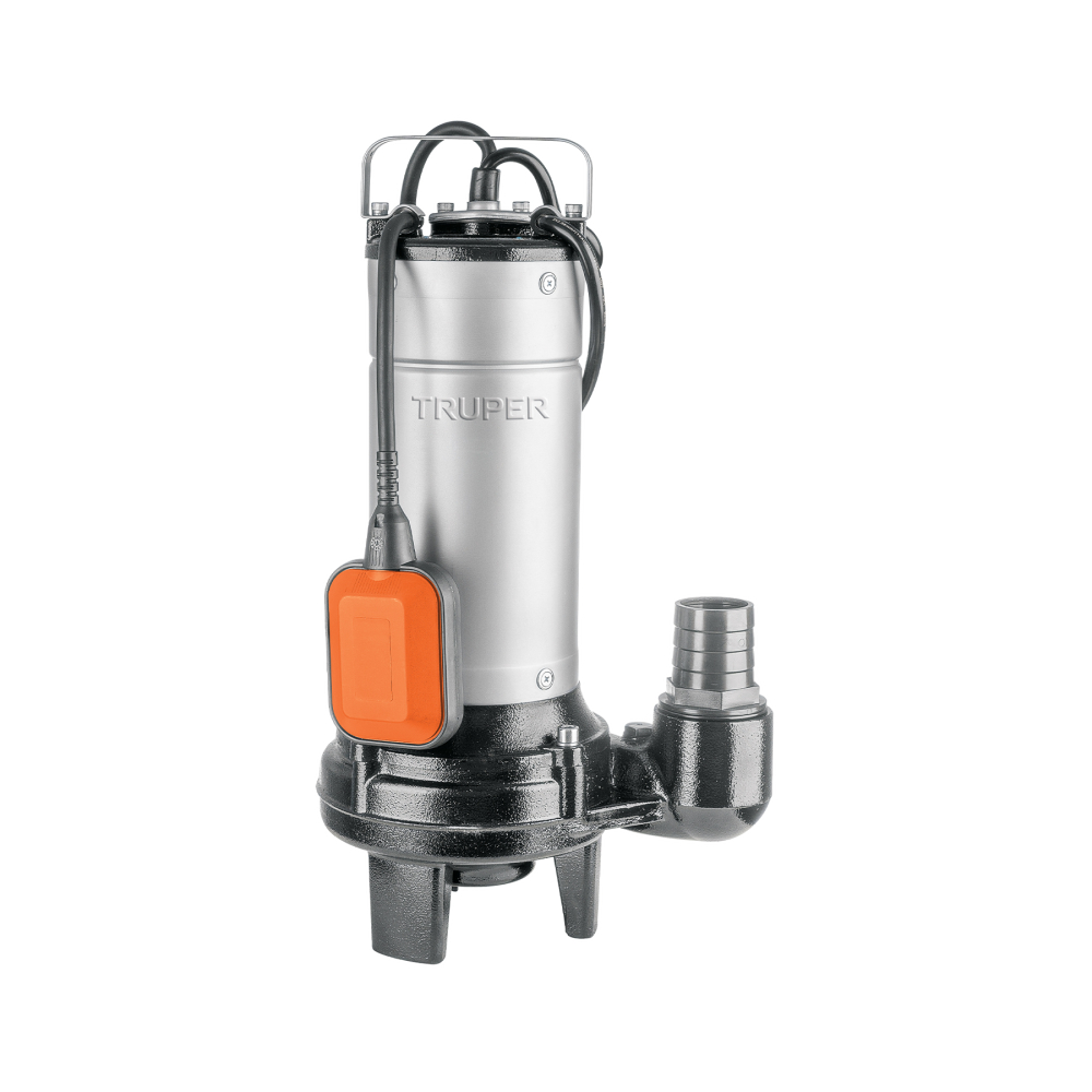 Bomba sumergible acero inox./hierro, a.sucia,1-1/2HP, TRUPER BOS-1-1/2SI