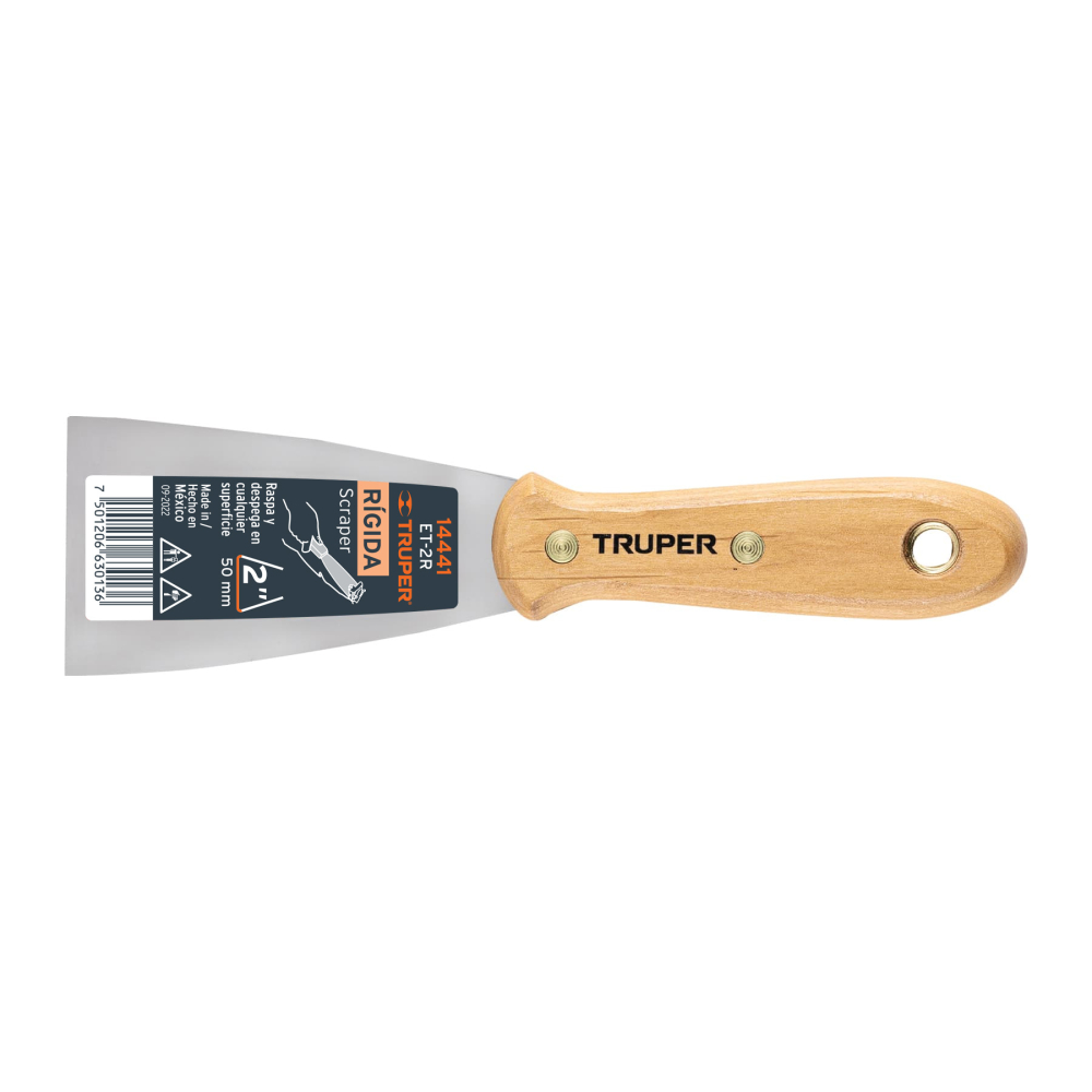 Espátula rígida 2' con mango de madera, Truper ET-2R