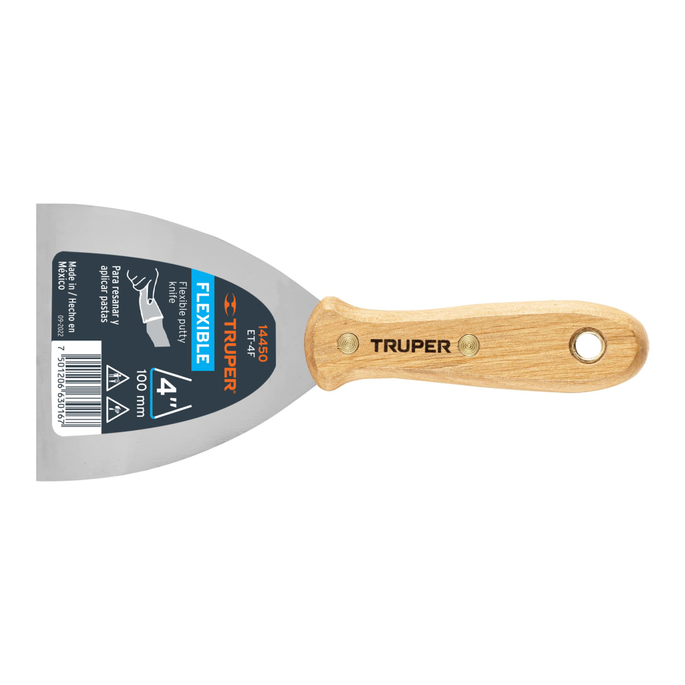 Espátula flexible 4' con mango de madera, Truper ET-4F