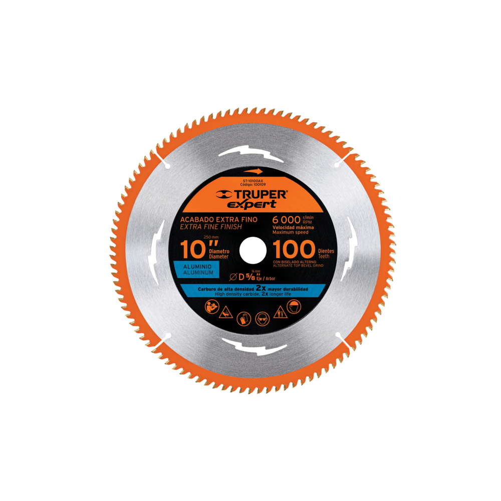 Disco sierra 10' p/aluminio, 100 dientes centro 5/8', Expert ST-10100AX