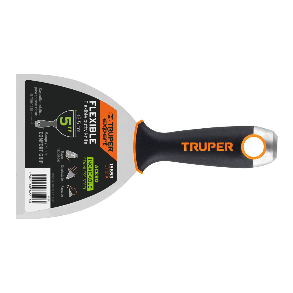 Espátula flexible 5' acero inox. mango Comfort Grip, Expert ET-5FX