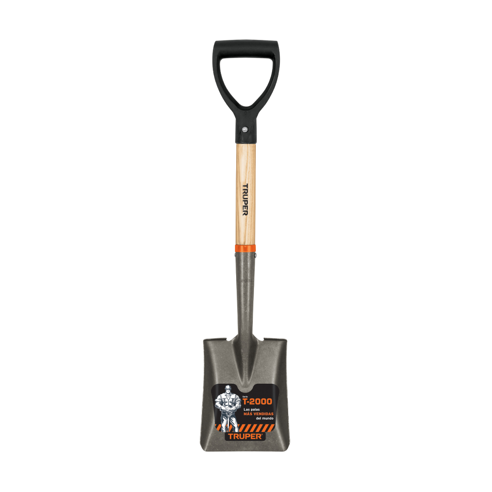 Pala cajuelera cuadrada, puño 'D' mango de madera, Truper TR-BYC