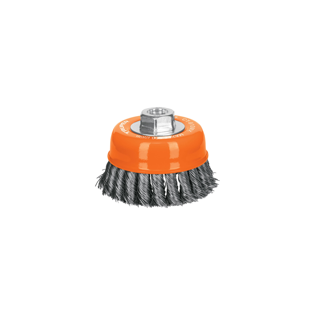 Carda copa 4' alambre trenzado grueso, eje M14, Truper CT-610MX