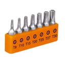 Juego de 7 puntas torx combinadas c/seguro largo 1', Expert P7-15TS