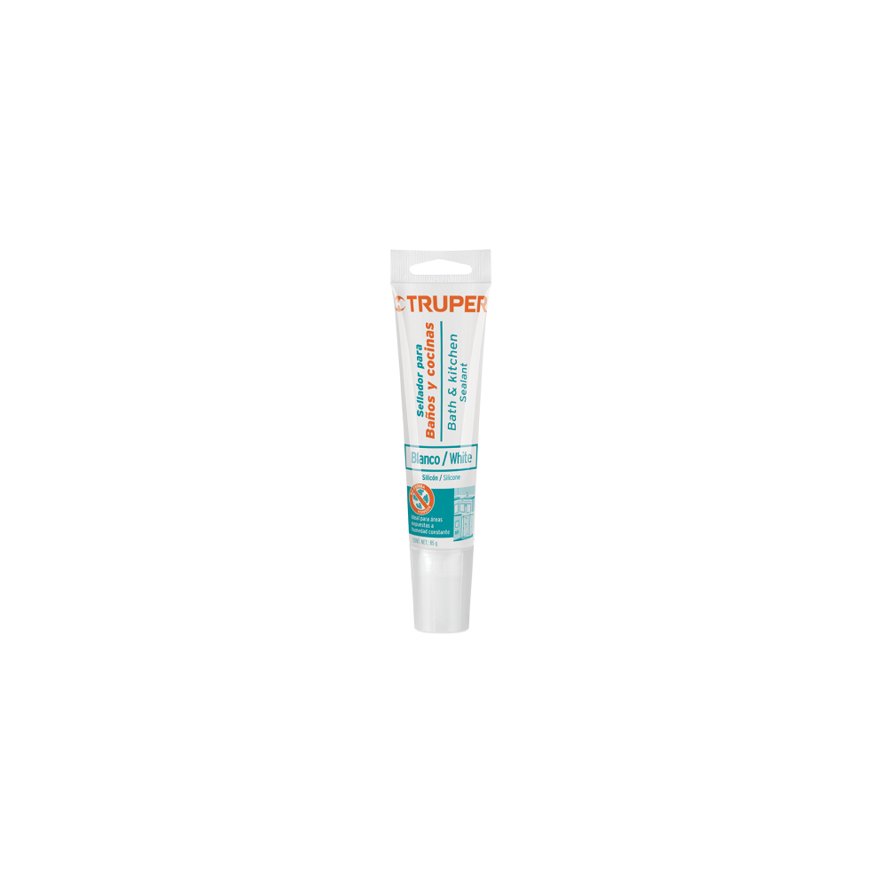 Sellador blanco para baños y cocinas, 85 g, Truper SIL-85BCB