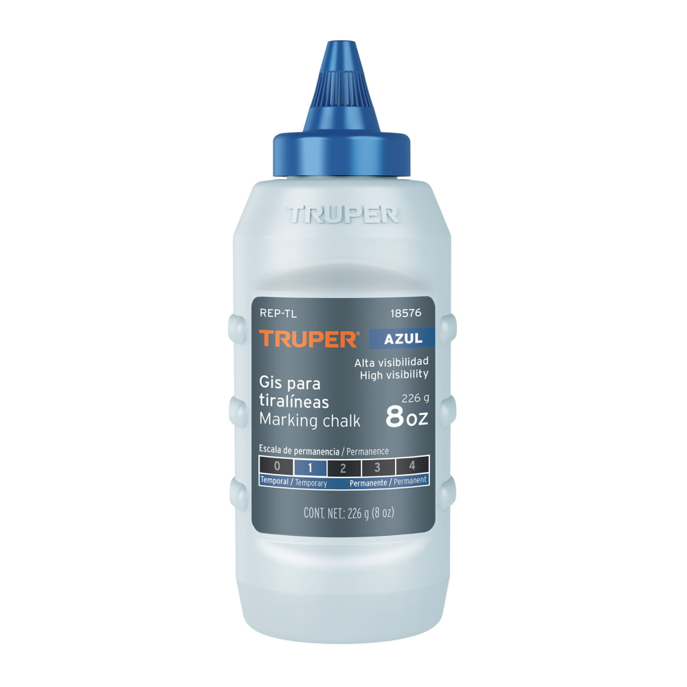 Gis azul para tiralíneas, alta visibilidad, 8 oz, Truper REP-TL