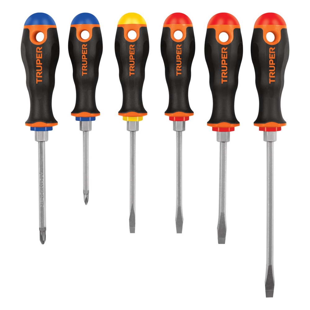 Juego de 6 desarmadores mango Comfort Grip, Truper DTJ-6B