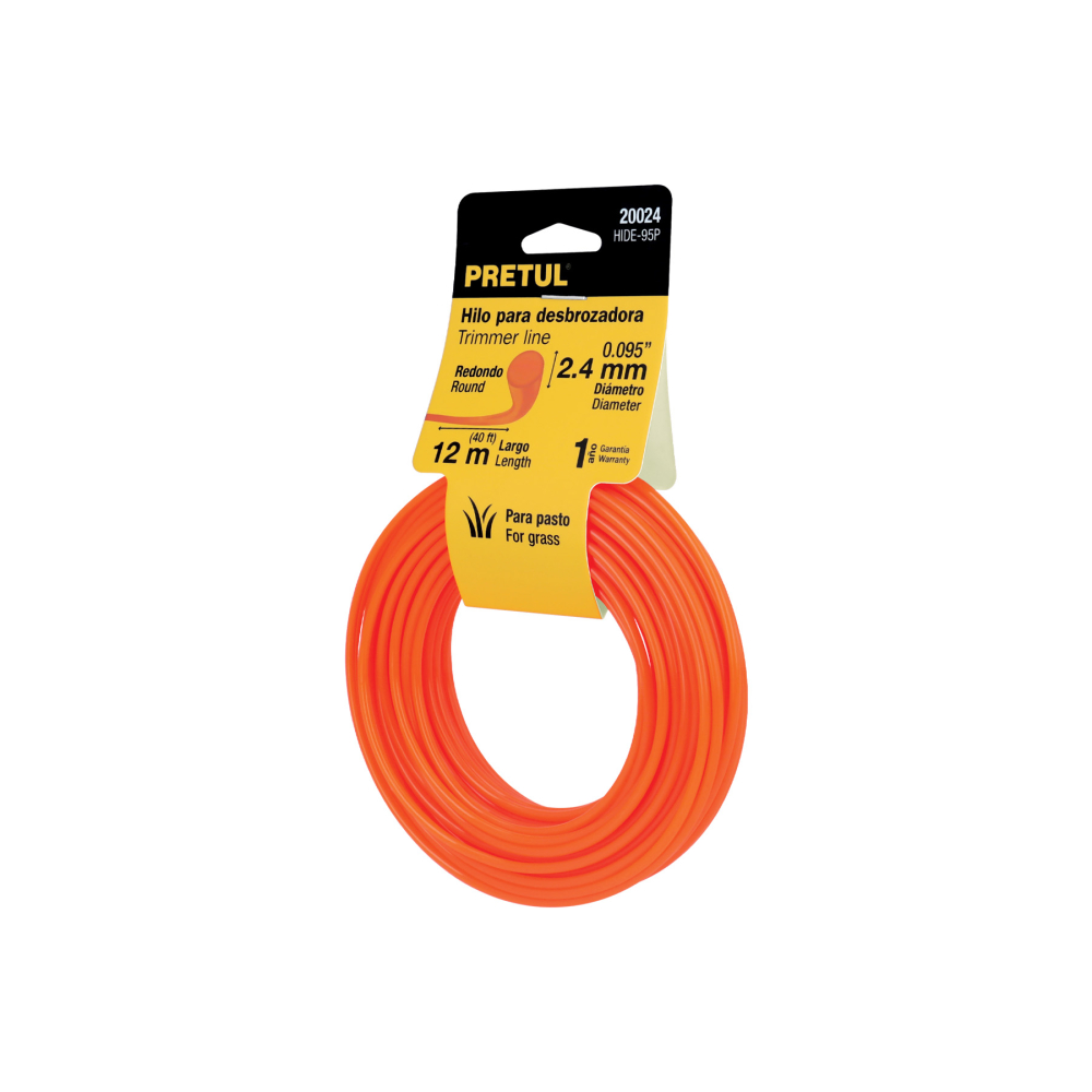 Hilo redondo, para desbrozadora, 2.4mm x12m, tarjeta, PRETUL HIDE-95P