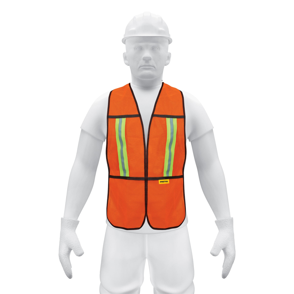 Chaleco de seguridad con cintas reflejantes, naranja, Pretul CHS-200N