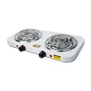 Parrilla eléctrica 2 quemadores en espiral, blanca, BASIC PAEL-2CP