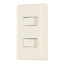 Placa armada, 2 interruptores, marfil, Volteck PA-APDO-BI