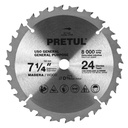 Disco sierra 7-1/4' p/madera, 24 dientes centro 5/8', Pretul ST-724P