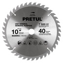 Disco sierra 10' para madera, 40 dientes centro 1', Pretul ST-1040EP