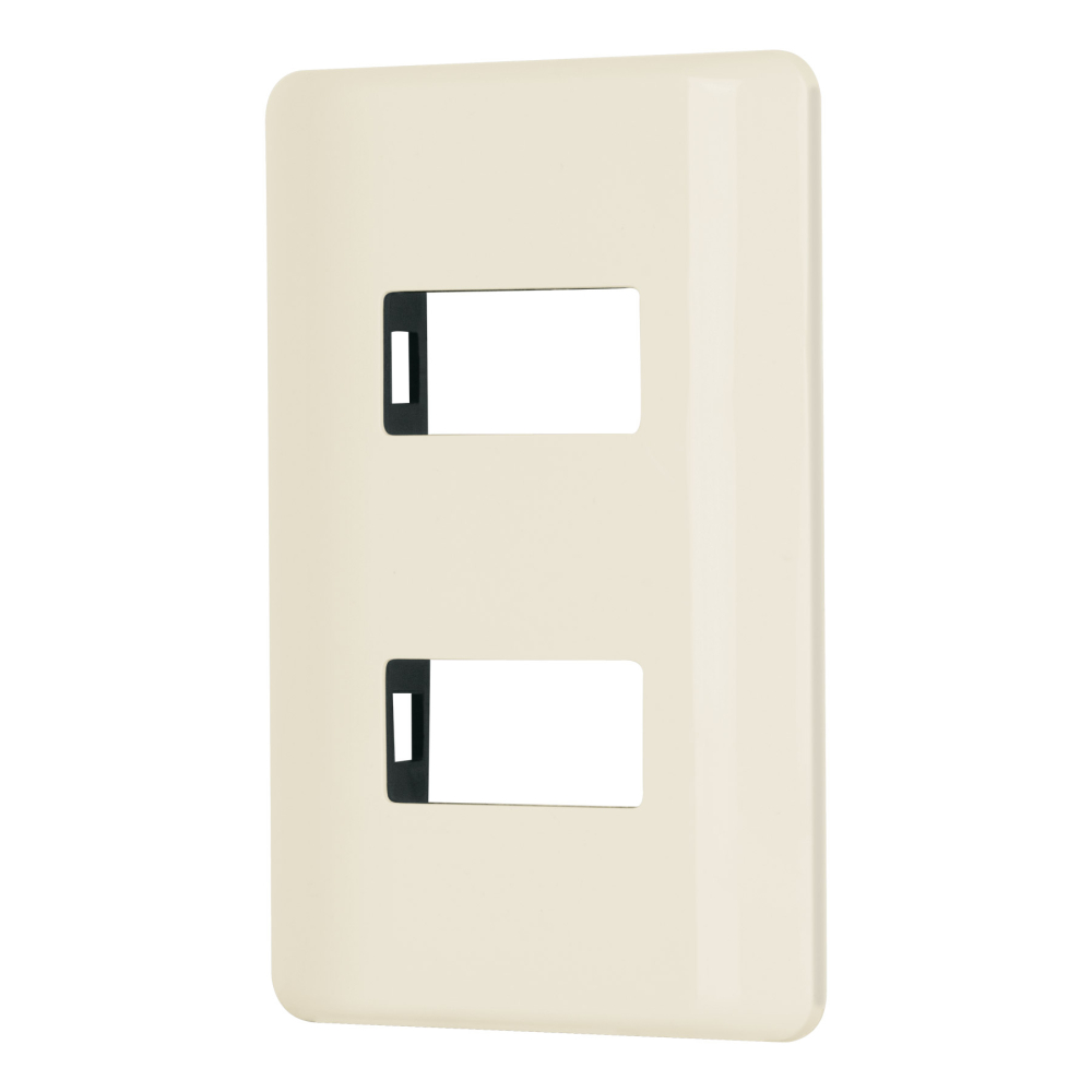Placa 2 módulos, marfil, línea Volteck Basic PPDO-BI