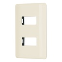 Placa 2 módulos, marfil, línea Volteck Basic PPDO-BI