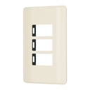 Placa 3 módulos, marfil, línea Volteck Basic PPTR-BI