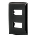 Placa 2 modulos, Italiana, color negro, Volteck PPDO-IN