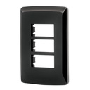 Placa 3 modulos, Italiana, color negro, Volteck PPTR-IN