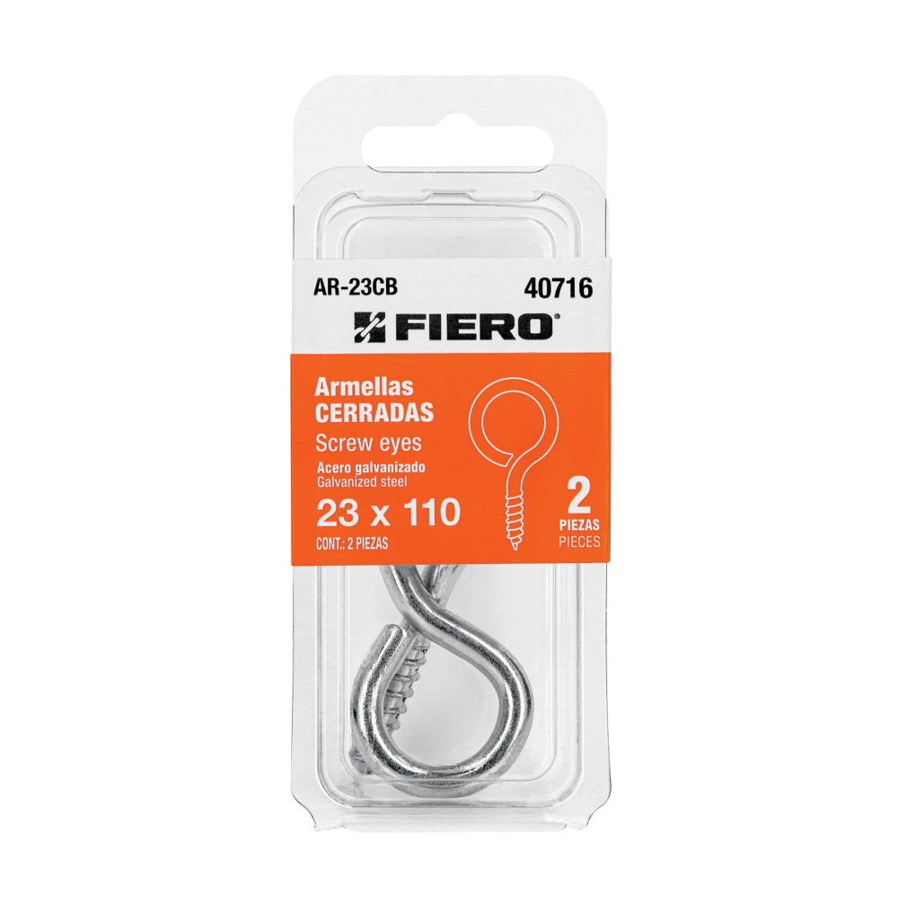 Blíster con 2 armellas cerradas de 23 x 110, FIERO AR-23CB