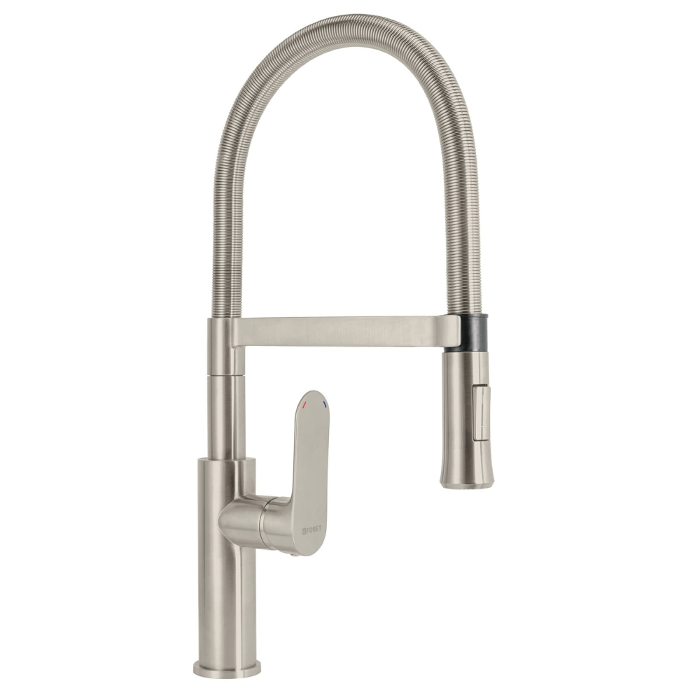 Monomando nariz flexible para fregadero, satín,FOSET RIVIERA RIM-84N