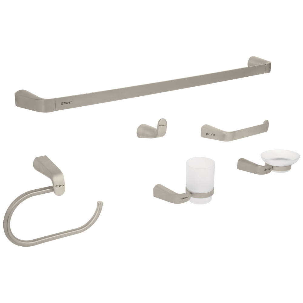 Juego de 6 accesorios para baño acabado satín, Riviera RIA-7000N