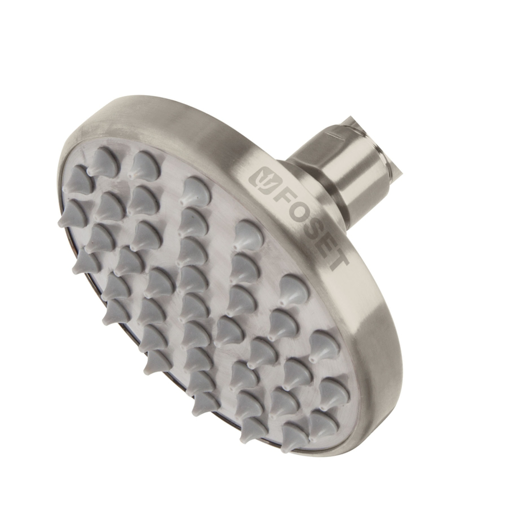 Regadera satín 4' plato redondo, sin brazo, Foset Element R-204SN