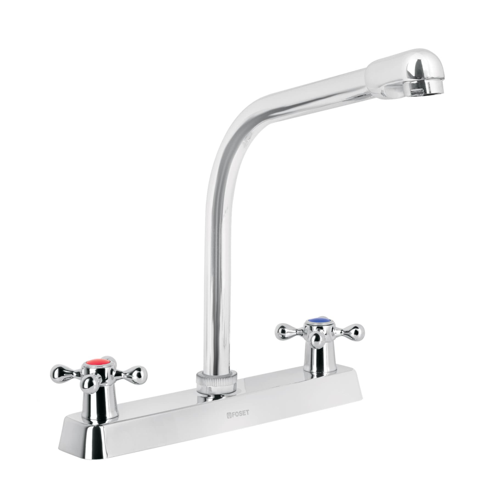 Mezcladora 8' fregadero cromo, cuello cobra, cruceta, BASIC F-319E
