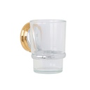Portavaso cepillero cromo-oro con vaso de vidrio, Foset Aqua AQA-81G