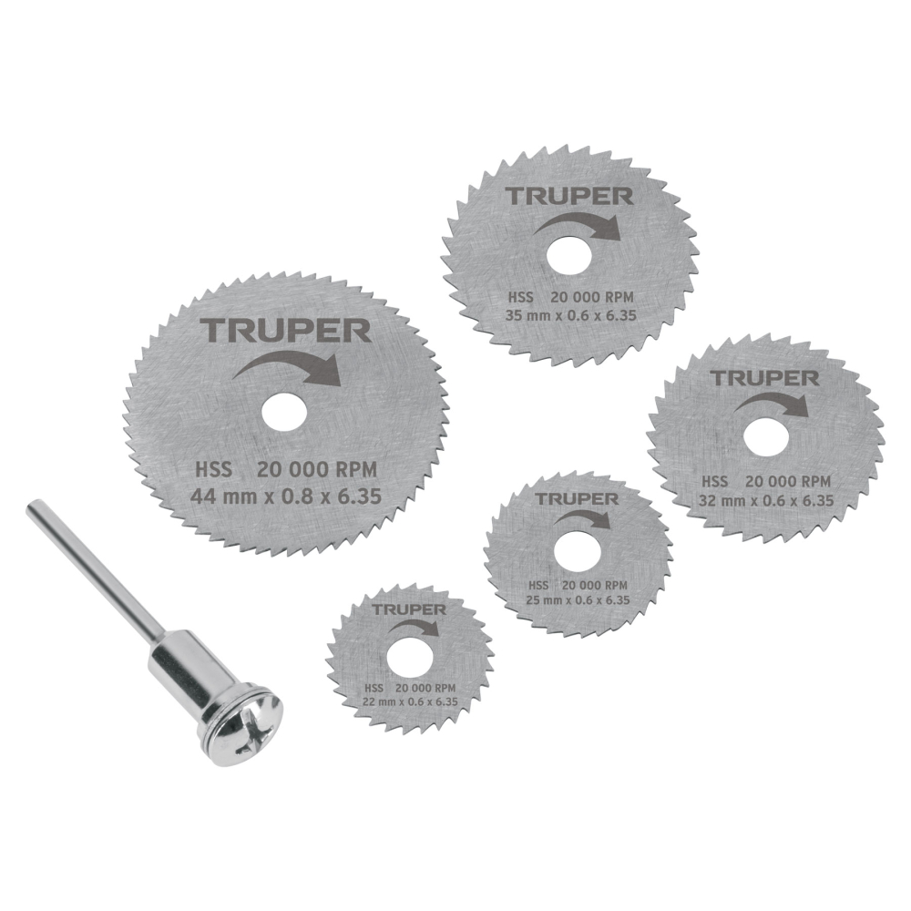Kit de minidiscos sierra p/herramienta rotativa,5 pzs,TRUPER MOTO-5D