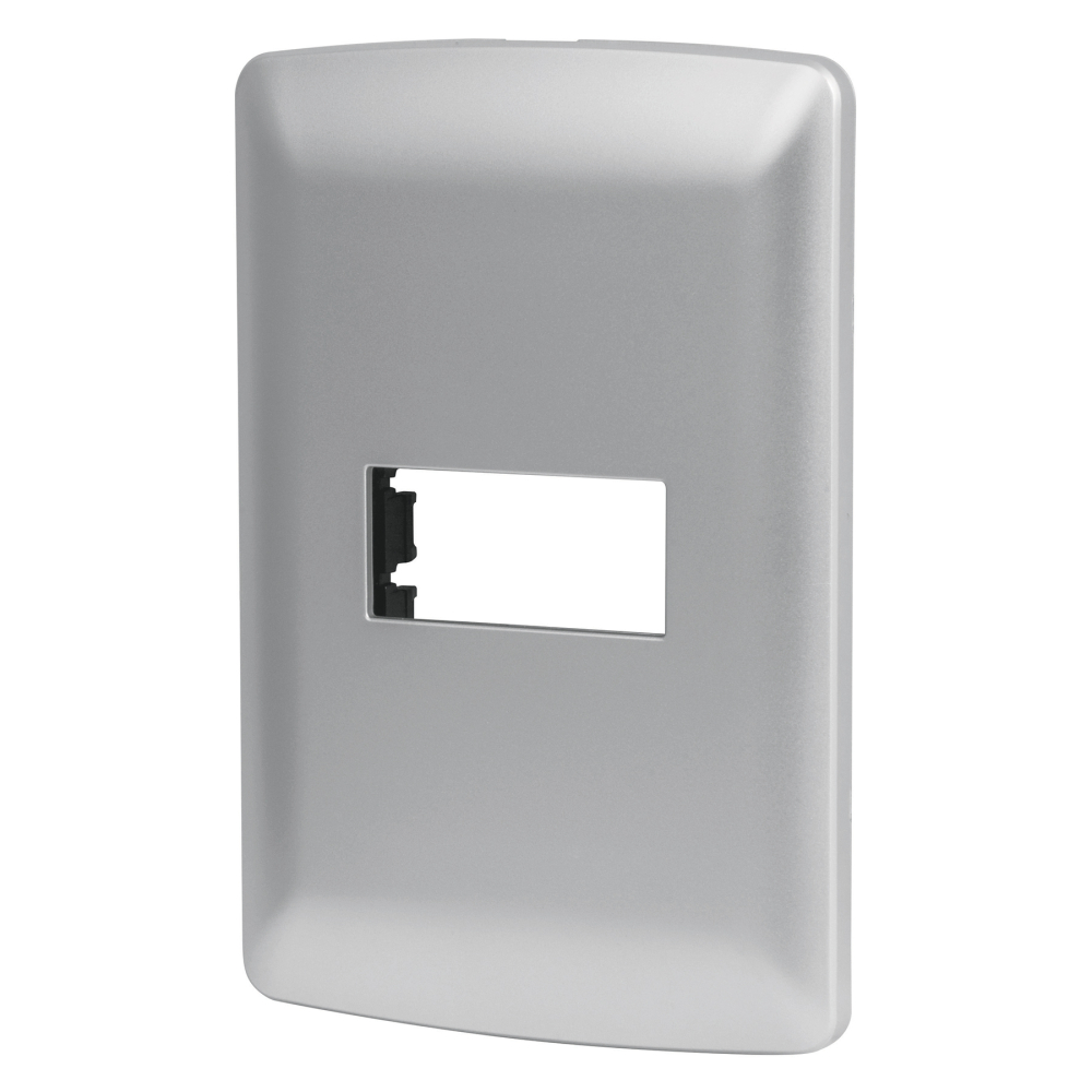 Placa 1 módulo de ABS, línea italiana, color plata, Volteck PPSE-IP