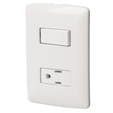 Placa armada contacto e interruptor, blanco, línea Italiana PA-APCO-IB