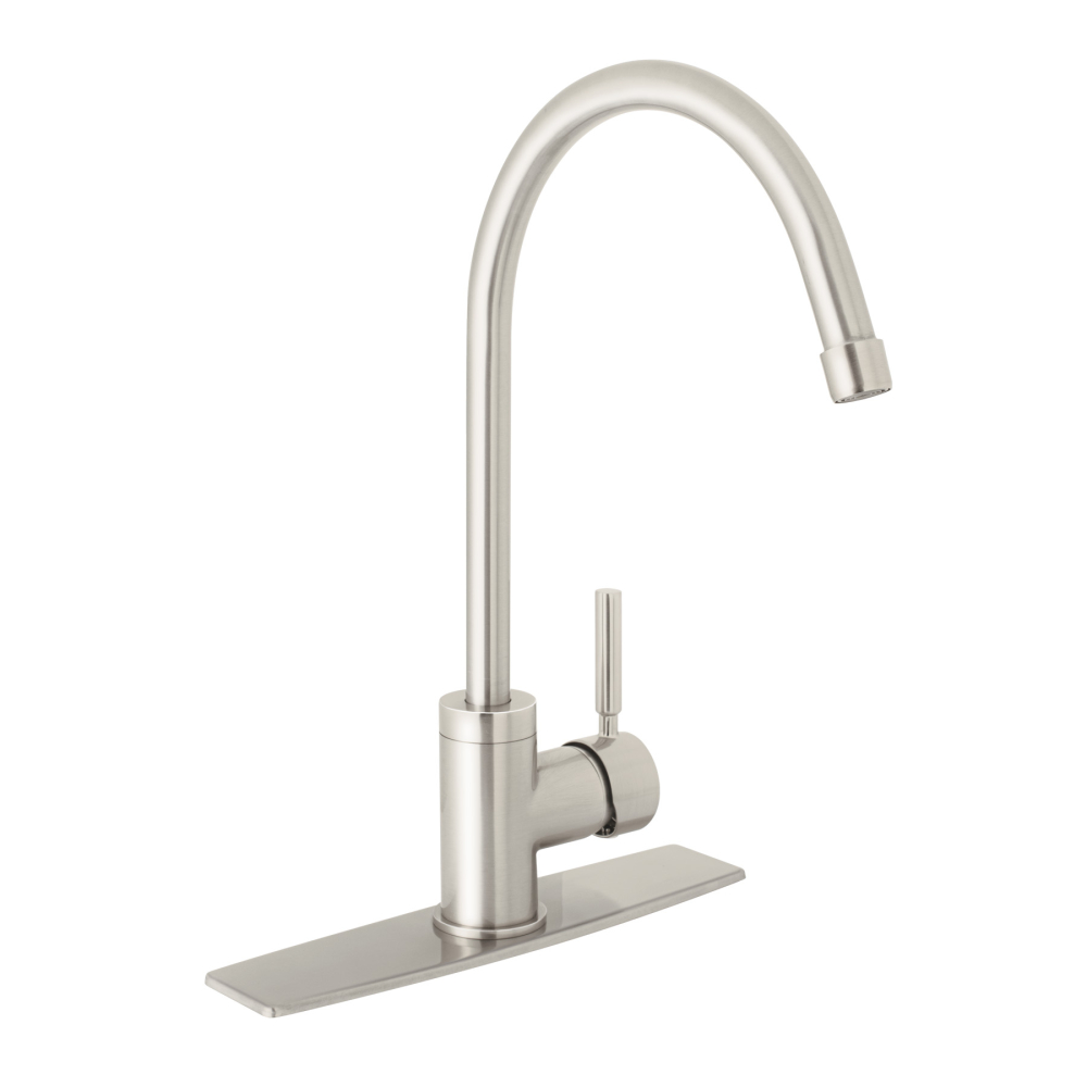 Monomando para fregadero, cuello alto, satín, Foset Tubig TBF-83N