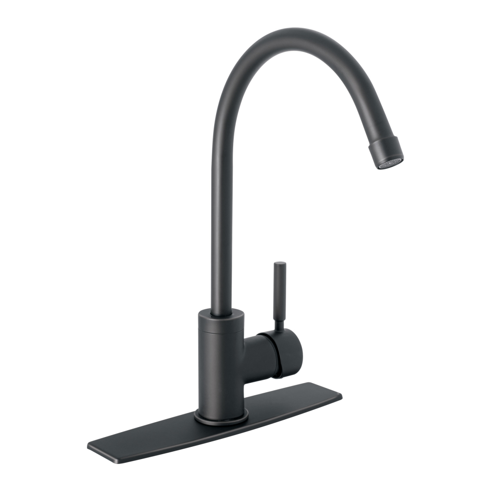 Monomando para fregadero, cuello alto, negro mate, Tubig TBF-83M