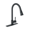 Monomando para fregadero,cuello extraible,negro mate,Tubig TBF-84M