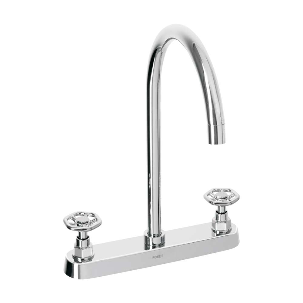 Mezcladora para fregadero, manerales redondos,cromo, Tubig TBF-81