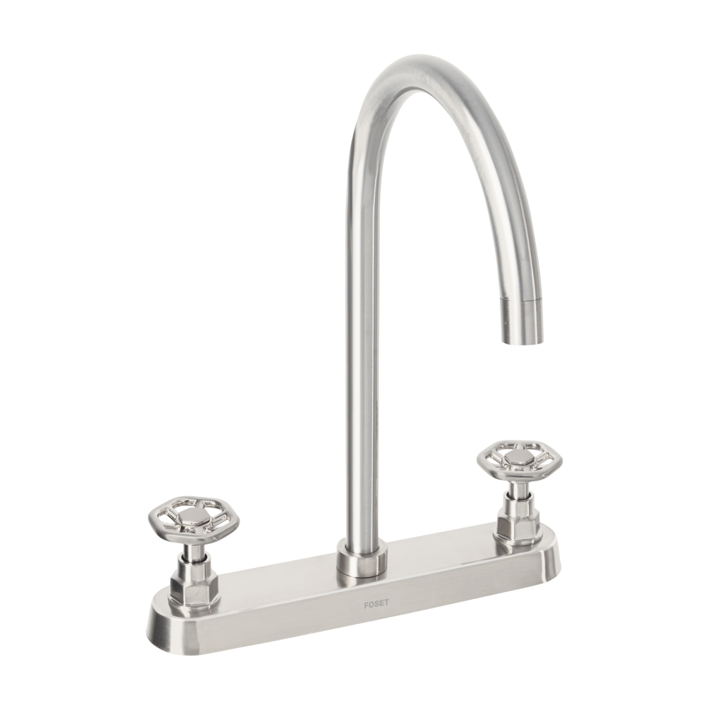 Mezcladora para fregadero, manerales redondos,satín, Tubig TBF-81N