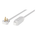 Extensión doméstica aterrizada 3 m blanca con clavija plana EDA-3B