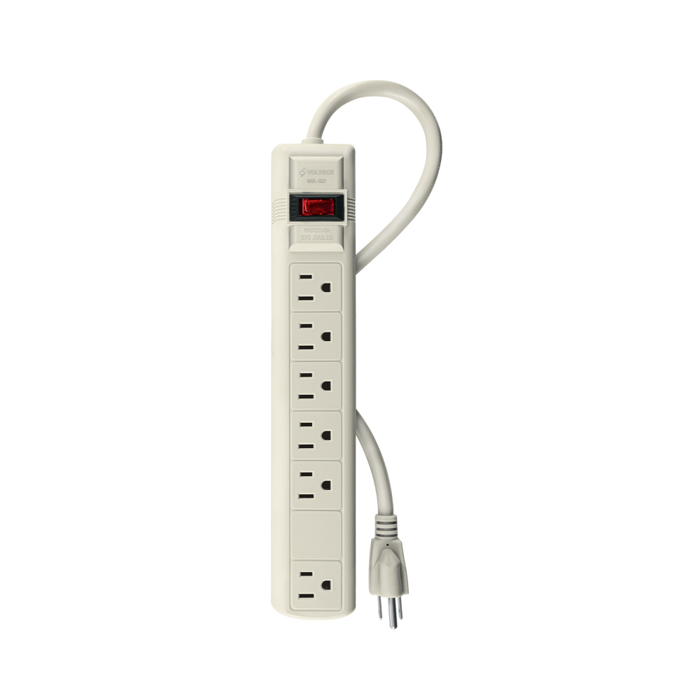 Multicontacto 14 AWG 6 entradas supresor de picos 270 joules MUL-627
