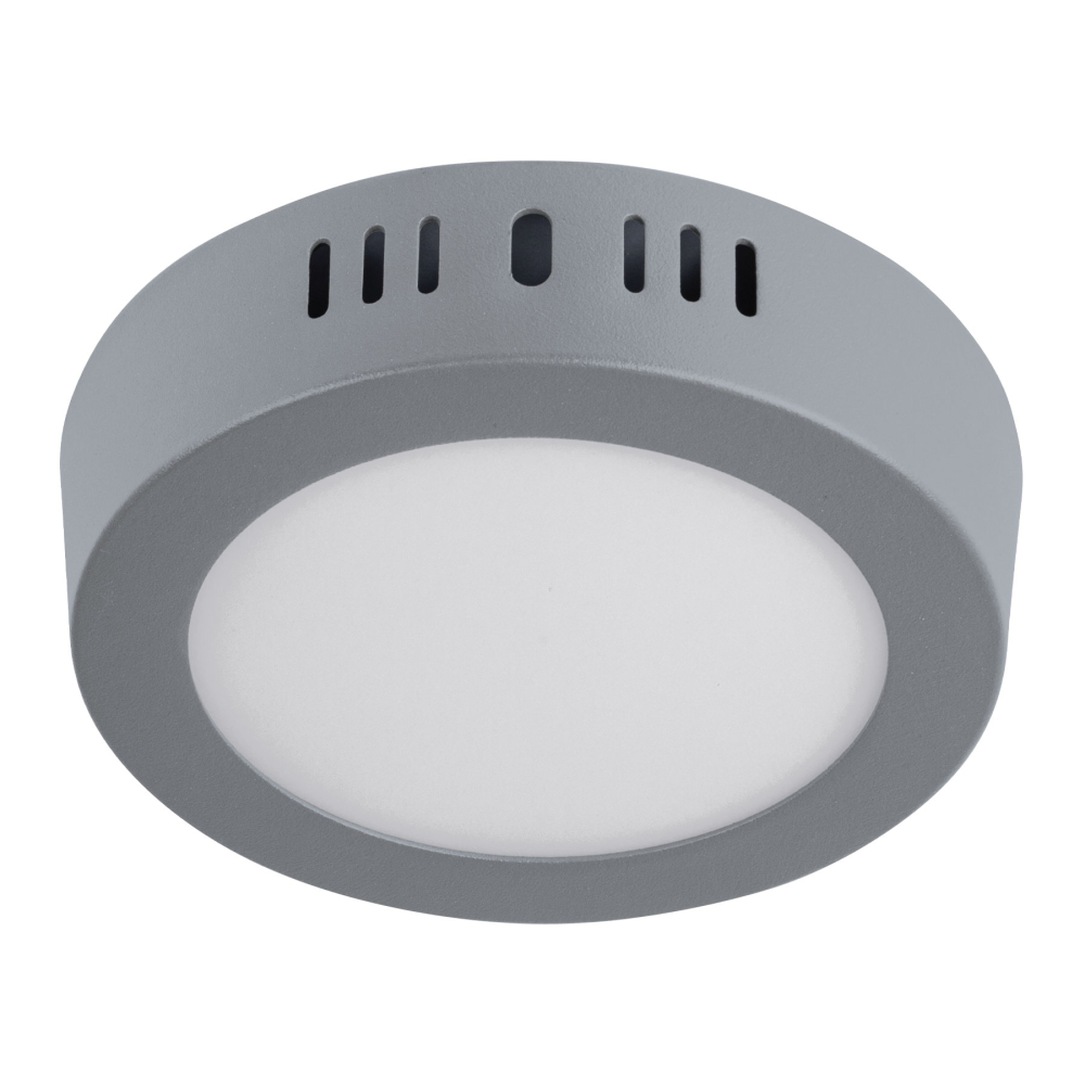Luminario LED tipo plafón 6 W, redondo, luz de día, gris PLA-214L