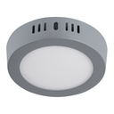 Luminario LED tipo plafón 6 W, redondo, luz de día, gris PLA-214L