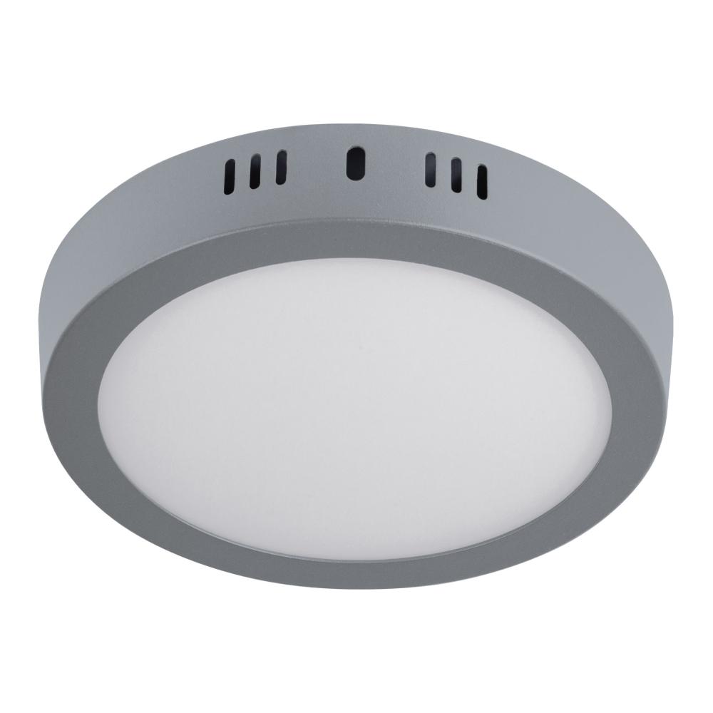 Luminario LED tipo plafón 12 W, redondo, luz de día, gris PLA-215L