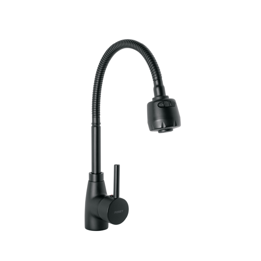 Monomando para fregadero con cuello flexible, negro, Tubig TBF-87M