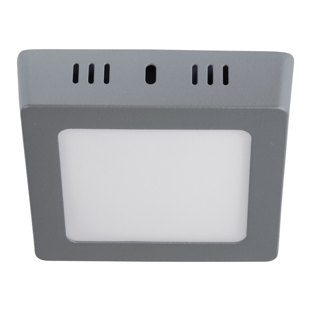 Luminario LED tipo plafón 6 W, cuadrado, luz de día, gris PLA-218L