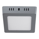 Luminario LED tipo plafón 6 W, cuadrado, luz de día, gris PLA-218L