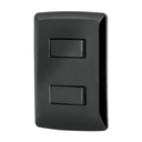 Placa armada, 2 interruptores sencillos,negro,línea Italiana PA-APDO-IN