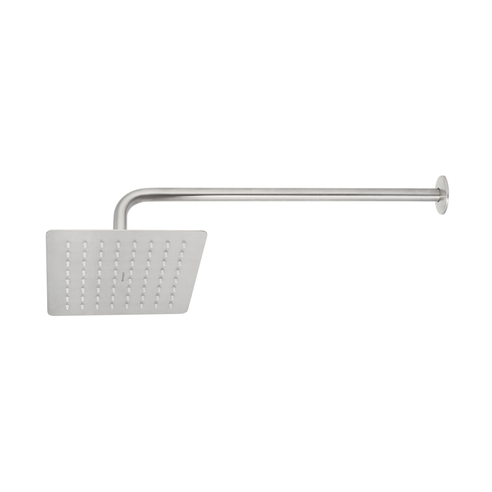 Regadera cuadrada 8', acero inox, con brazo, satín, Túbig R-415N