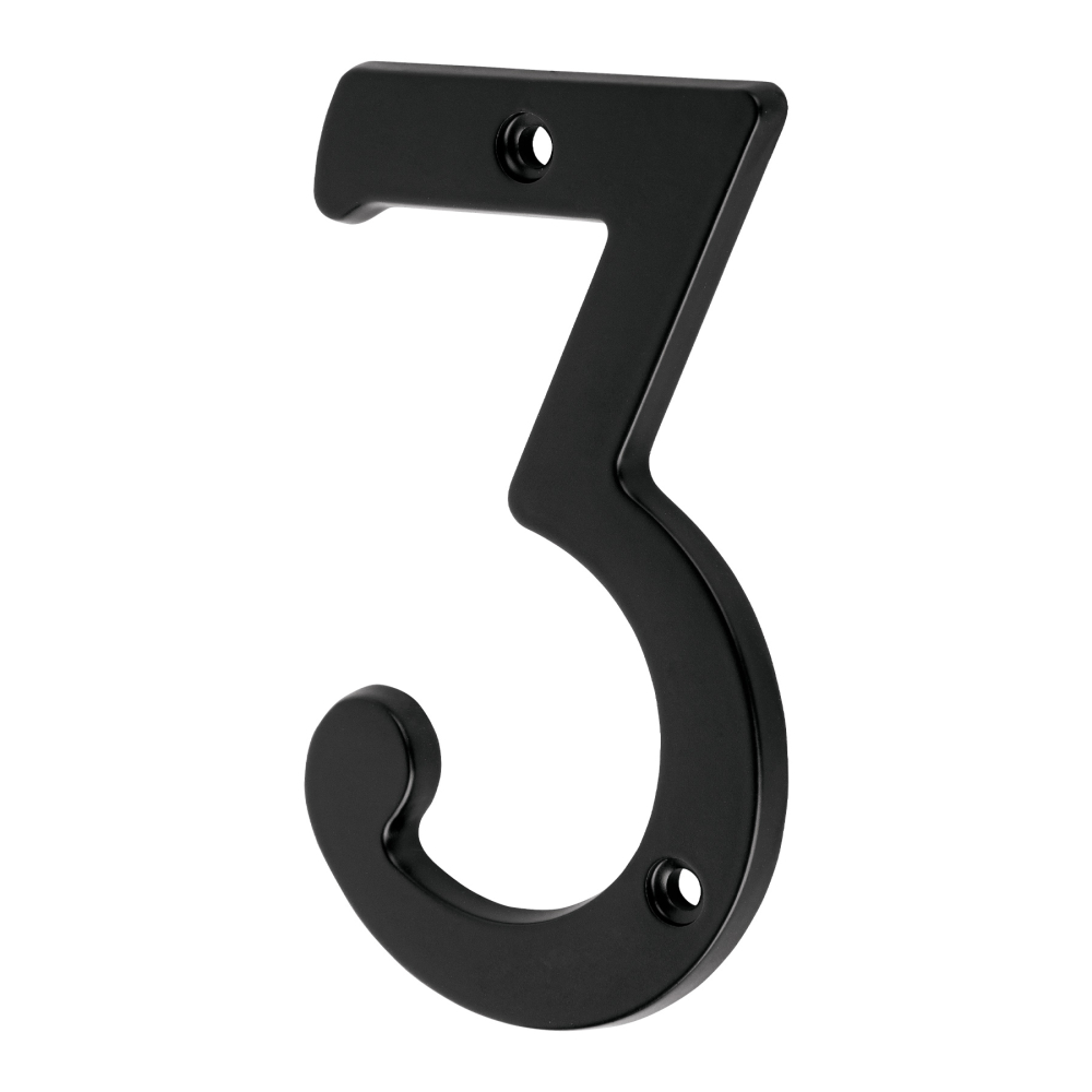 Número 3 de latón sólido 4', negro,  HERMEX NUCH-3N