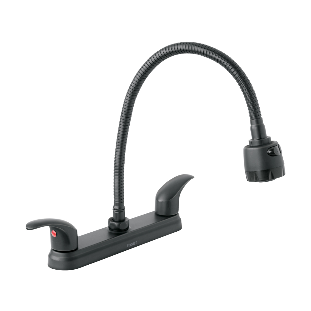 Mezcladora 8' p/fregadero, flexible, palanca, negro, Aqua AQF-88M
