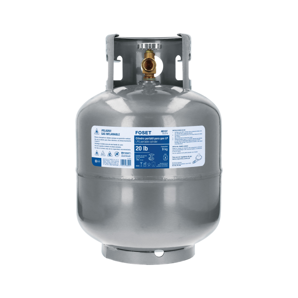 Cilindro portátil para gas LP, 20lb (9kg) Foset CILG-9